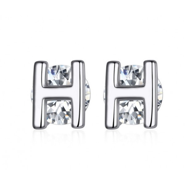 Серебряные серьги "Буква H", С5291