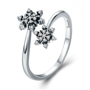 Серебряное кольцо "Снежинки"