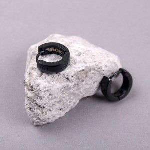 Мужские серьги-кольца  , черные, С5705