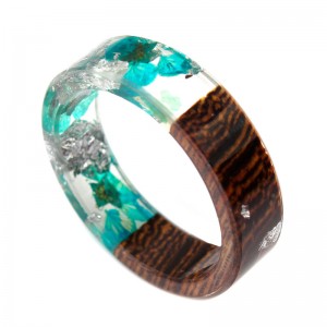 Кольцо из древесной смолы, голубое, С5710