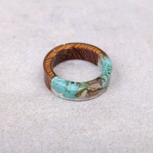 Кольцо из древесной смолы, бирюзовое, С5711