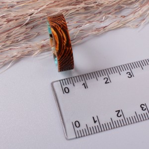 Кільце з деревної смоли, бірюзове, С5711