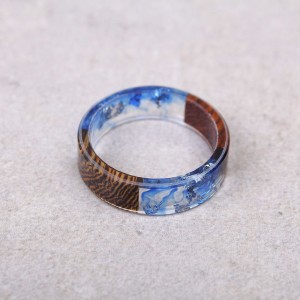 Кольцо из древесной смолы, синее, С5714