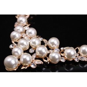 Весільний комплект з перлами. Намисто, сережки, С5761