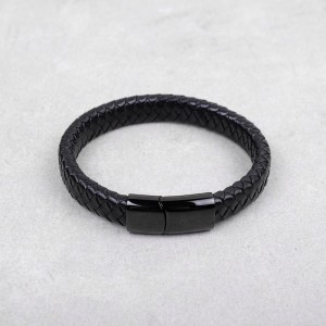 Мужской кожаный браслет, черный, С5868