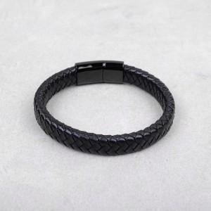 Мужской кожаный браслет, черный, С5868