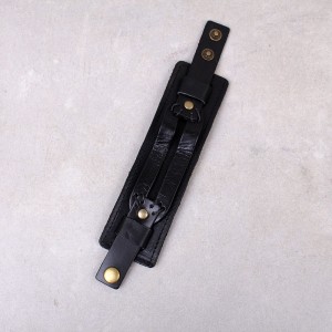 Чоловічий шкіряний браслет широкий, чорний, С5961