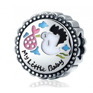 Срібний шарм "Лелека і дитина"