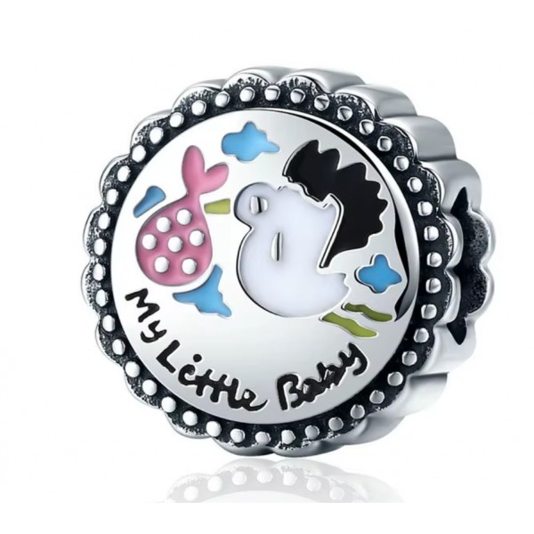 Срібний шарм "Лелека і дитина", С6140