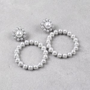 Серьги женские "Кольца" с жемчугом, С6370
