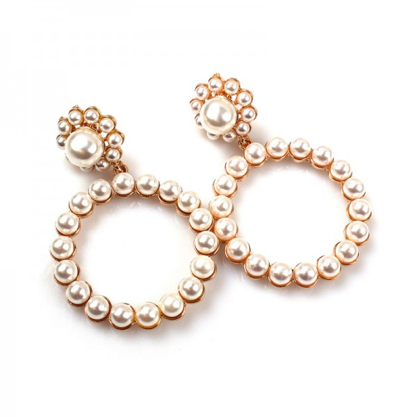 Сережки жіночі "Кільця "з перлами, С6371