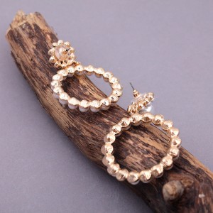 Сережки жіночі "Кільця "з перлами, С6371