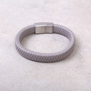 Мужской кожаный браслет, серый, С6383