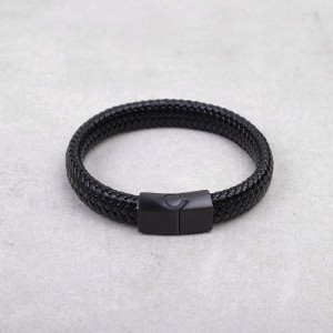 Мужской кожаный браслет, черный, С6387