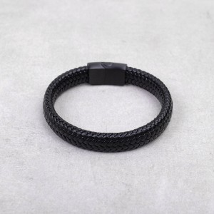 Мужской кожаный браслет, черный, С6387