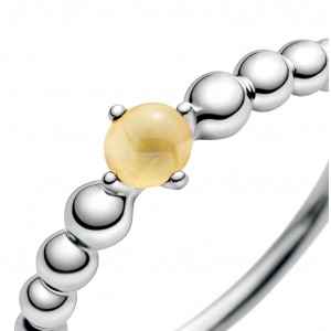 Серебряное кольцо "Желтый камень" , С6554
