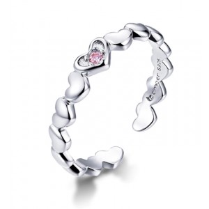 Кольцо из серебра "Розовое сердце", С6889