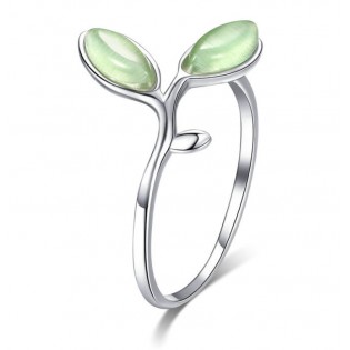 Срібний перстень "Зелене листя"