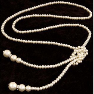 Длинное ожерелье галстуг с жемчугом