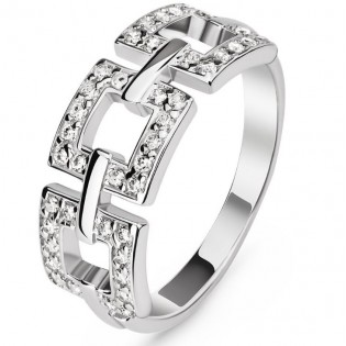 Серебряное кольцо с цирконием "Лабиринт"