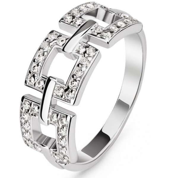 Серебряное кольцо с цирконием "Лабиринт", С7132