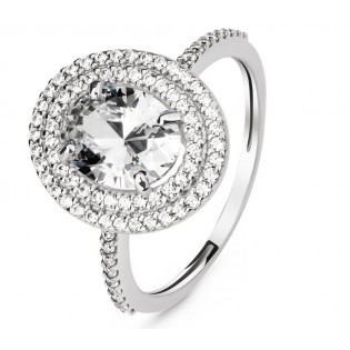 Серебряное кольцо с цирконием "Камелия"