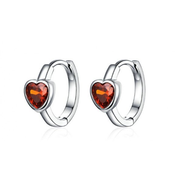 Сережки срібні "Червоні серця", С7160