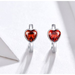 Серьги серебряные "Красные сердца", С7160
