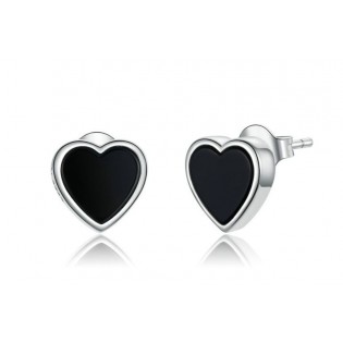 Срібні сережки "Чорні серця"