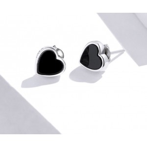 Срібні сережки "Чорні серця", С7494