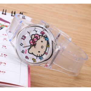 Часы женские, прозрачные "Hello Kitty", С7594