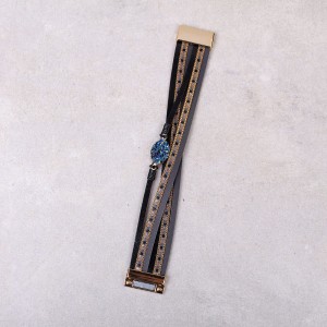 Многослойный кожаный браслет  синий, С7723