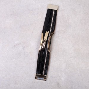 Многослойный кожаный браслет  черный, С7725
