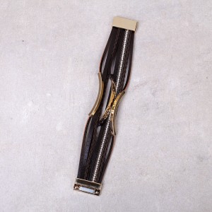 Многослойный кожаный браслет  коричневый, С7726
