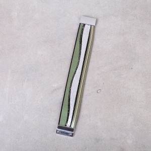 Кожаный многослойный  браслет  зеленый, С7729