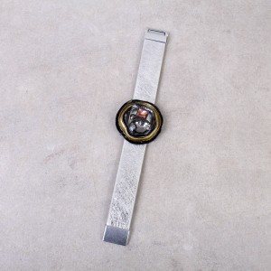 Кожаный женский браслет серебро, С7734