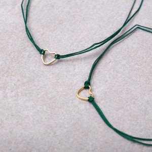 Браслети для пари "Серце", зелена нитка, С7879