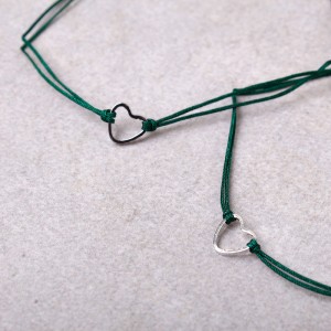 Браслети для пари "Серце", зелена нитка, С7880