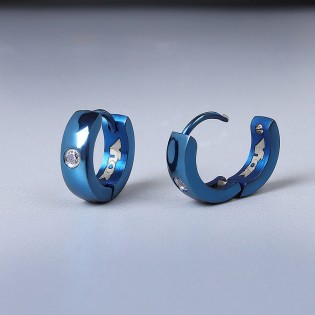 Мужские серьги-кольца  , синие