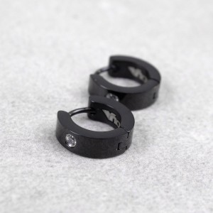 Мужские серьги-кольца  , черные, С7887