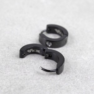 Мужские серьги-кольца  , черные, С7887