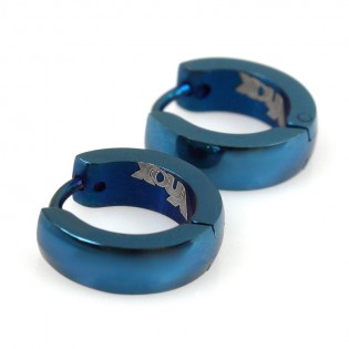 Мужские серьги-кольца  , синие