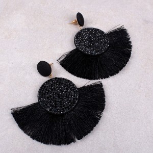Сережки жіночі пензлика, чорні, С7916