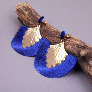 Сережки женские кисточки, синие, С7920