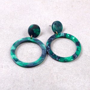 Серьги женские "Кольца" зеленые, С7924