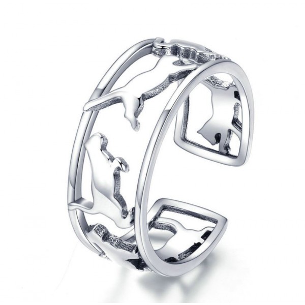 Серебряное кольцо "Коты", С8052