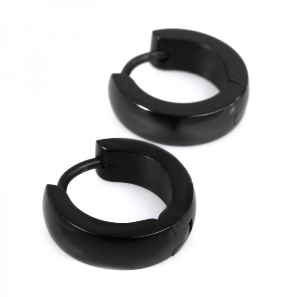 Мужские серьги-кольца  , черные, С8128