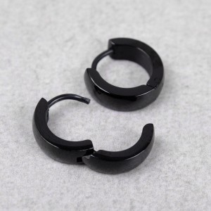 Мужские серьги-кольца  , черные, С8128