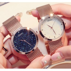 Часы женские "Luxury GUOU", золотистые, С8205