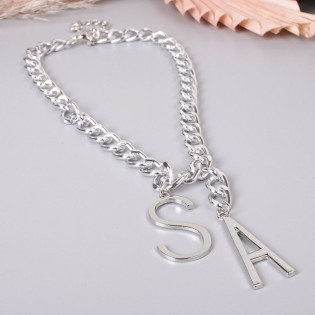 Ожерелье массивная цепь с буквами "S A"